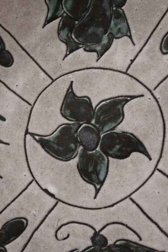 Image 1 of Alain Maunier en Vallauris - Gran plato decorativo de pared con decoración de óxido, años 60