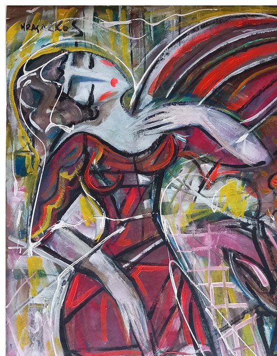 Image 1 of Hrasarkos - Fille Au Parapluie - Peinture Acrylique