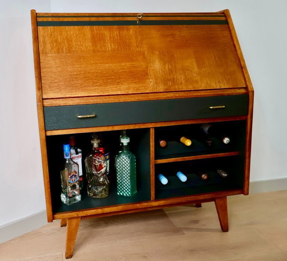 Image 1 of Mid-Century Secretary Converted into Drinks Cabinet – Fully Restored