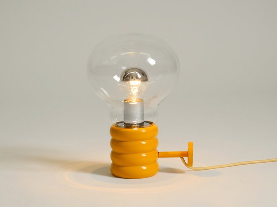 Image 1 of Very rare original 1960s Space Age "Bulb" wall lamp by Ingo Maurer in yellow with a clear glass shade