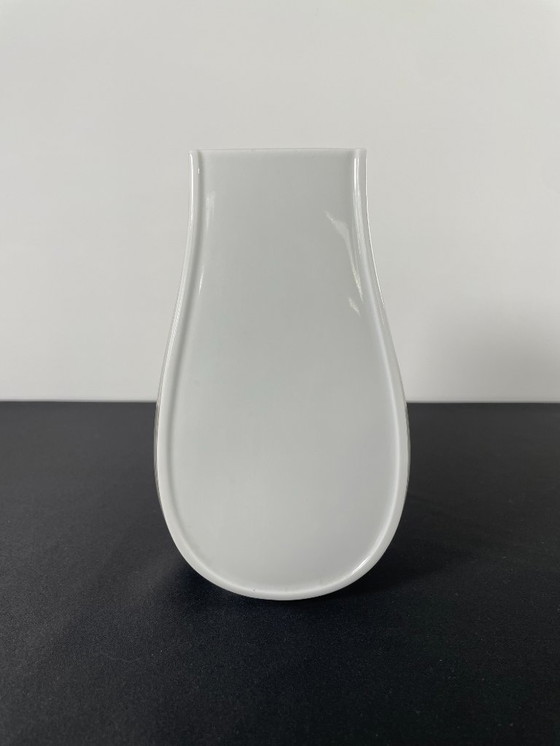 Image 1 of 1980s Gray and Red with Gold Stripe Rosenthal Vase By Christa Goltz Keramische Vaas