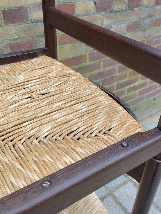 Image 1 of Retro vintage chairs with wicker 70s Pastoe