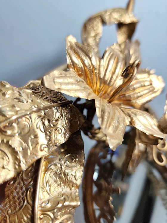 Image 1 of Oval Brass Mirror. Spain, 1940s.