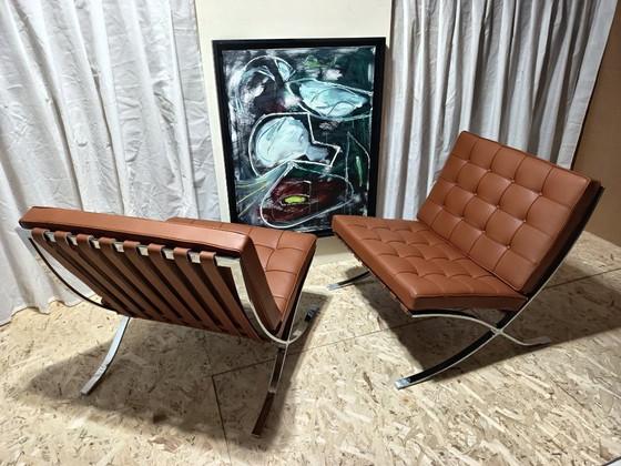 Image 1 of Sillones KNOLL Studio Barcelona (NUEVA Serie 2026) en piel natural (color coñac)