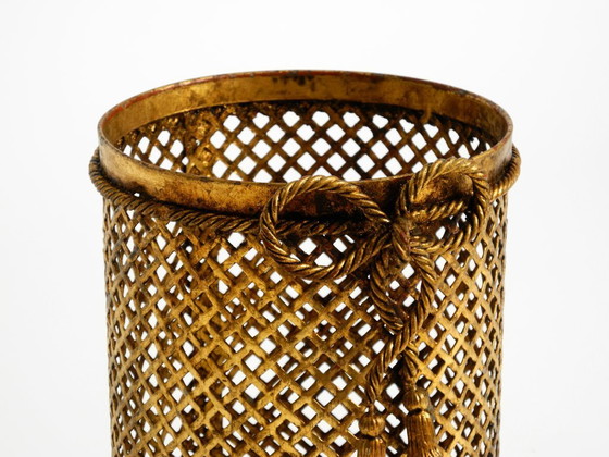 Image 1 of Cestino per la carta straccia in metallo dorato Regency italiano di metà secolo di Li Puma