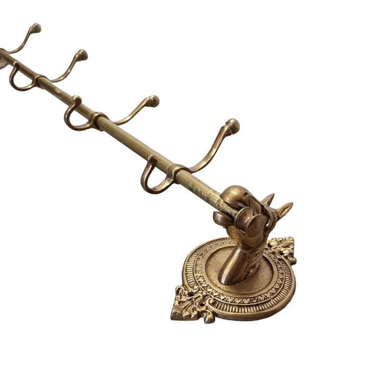 Image 1 of Messing kapstok met paardenhoofden