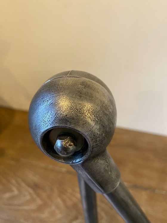 Image 1 of Lampe de bureau Jieldé jielde 2 bras de 40cm avec base étau graphite industriel Jean Louis Domecq 1950 vintage