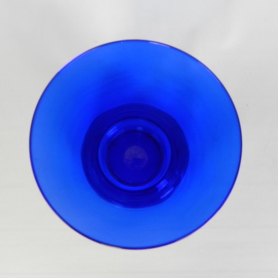Image 1 of Art Deco vase with ribbed base, cobalt blue, 1930s
