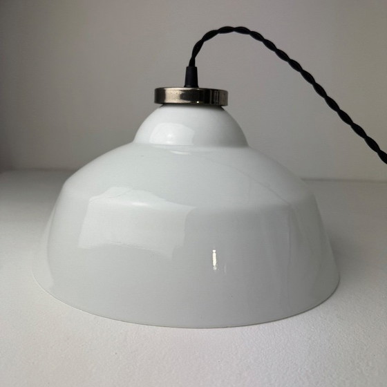 Image 1 of Vintage 30cm Opaline Glass Pendant Light