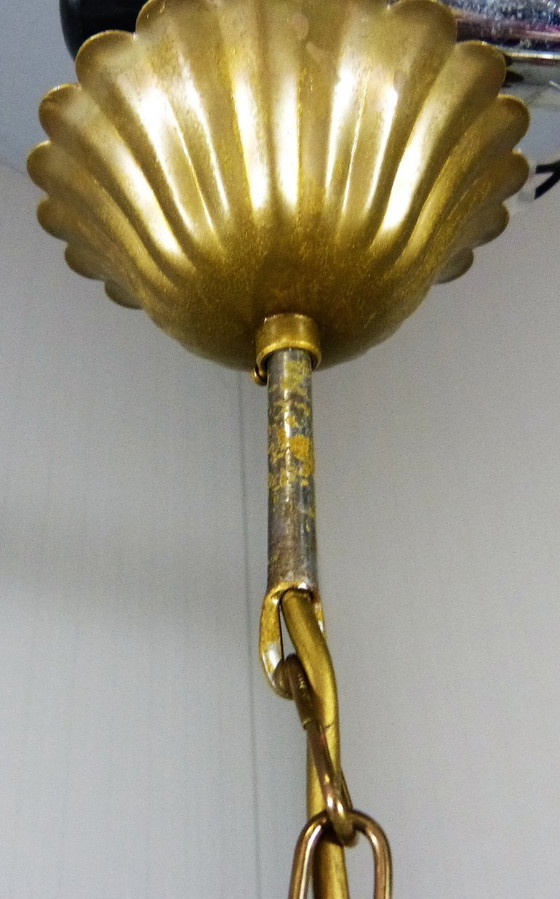 Image 1 of Lampada a sospensione a forma di fiore in vetro, Italia anni '50