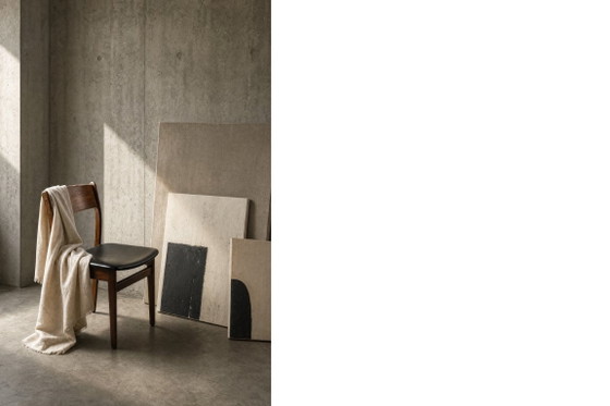 Image 1 of Sedie da pranzo scandinave in stile Mid-Century Modern, in teak e vinile, anni '60, set da 4