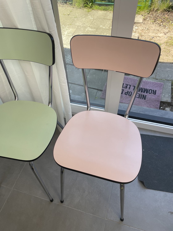 Image 1 of 3 unique Formica chairs in pastel colors