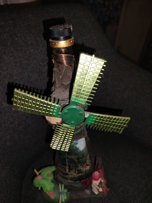 Empty genepi bottle, upcycled musical mill