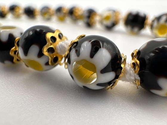 Image 1 of Collares de cristal de Murano negro con millefiori y murrina - 44 cm
