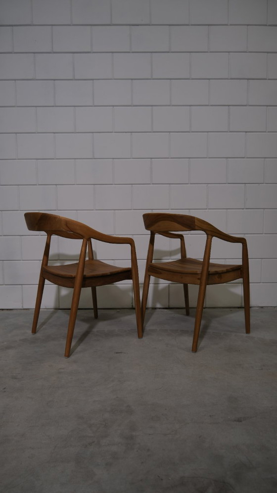 Image 1 of Set aus 6 Massivholz-Teak-Sesseln – Japandi-Design (Ausstellungsmodell)