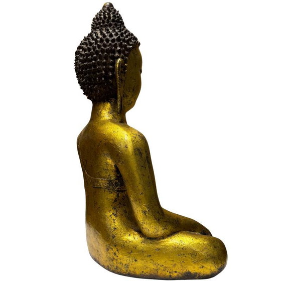 Antico Buddha Cinese in Ghisa Dorata – XVIII/XIX Secolo – Bhumisparsha Mudra – Fusione di Qualità Museale (photo 5 of 10)