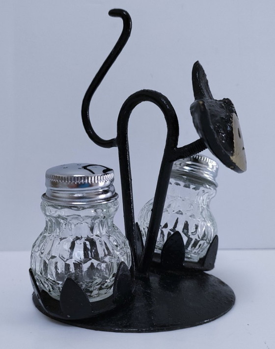 Image 1 of Set di saliera e pepiera a forma di gatto degli anni '60