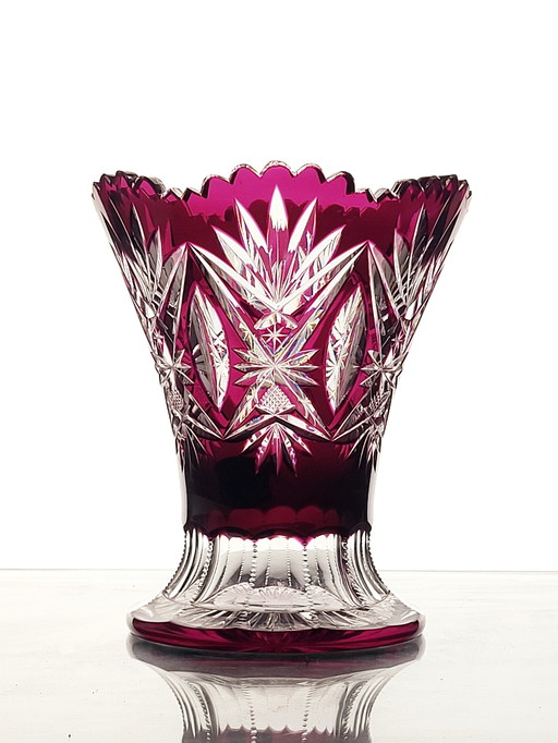 Val St Lambert art nouveau crystal vase 1908
