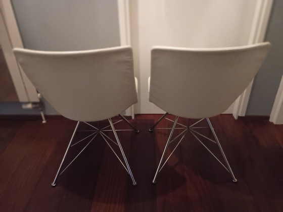 Image 1 of Bert Plantagie Rho Spin sedia in pelle bianca crema