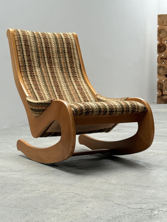 Image 1 of SEDIA A DONDOLO CASALA XL IN LANA BOUCLÉ ​​DI FAGGIO ANNI '60