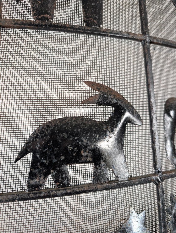 Image 1 of Pantalla de fuego de hierro forjado con forma de animal de Atelier Marolles, década de 1950