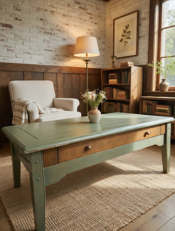 Image 1 of Vintage Rustic Farmhouse Coffee Table