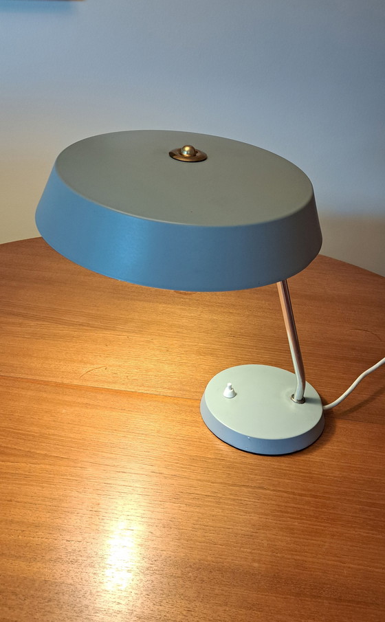 Image 1 of VEB Narva Leuchtenbau Tischlampen – Paar, „Stasi-Lampe“, DDR, 1960er Jahre, Architektengrau