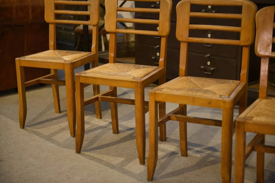 Set of 6 Pierre Cruège chairs from the 1950s. – Dining chairs, Wood, Mid Century Modern (photo 8 of 14)