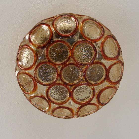 Image 1 of Helena Tynell pour Glashütte Limburg | Plafonnier Amber Bubble | Années 1950/60