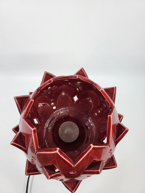 Image 1 of Artichoke Lamp in Bordeaux Ceramic, Modern Design
