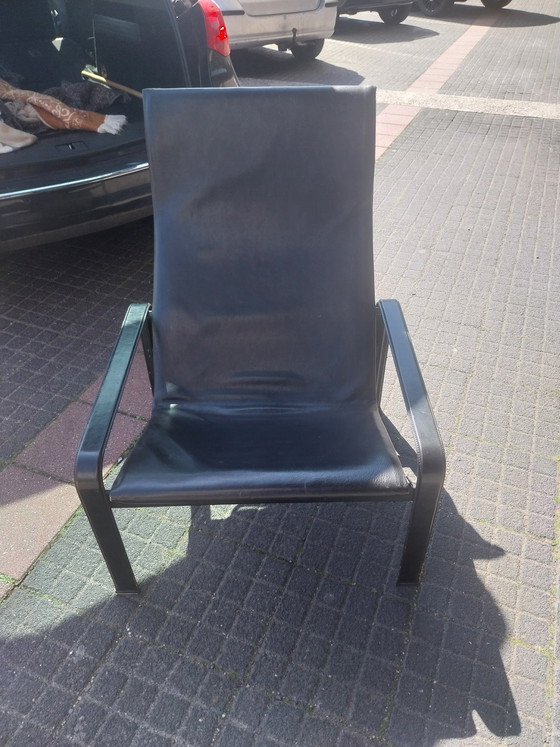 Image 1 of 1 fauteuil en cuir de J. Toussaint & P. ​​Angelina pour Matteo Grassi, années 1980