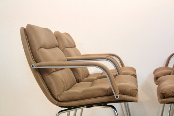 Ensemble de Fauteuils de Direction Artifort Channel par Geoffrey Harcourt, Aluminium, Cuir (photo 2 sur 12)