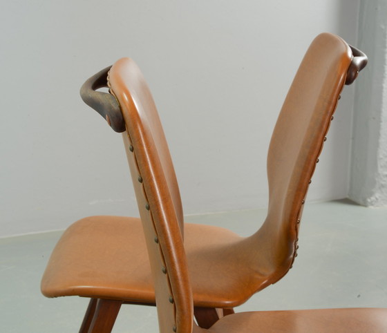 Image 1 of Set di 2 sedie da pranzo in stile Webe vintage di design olandese color caramello, anni '60