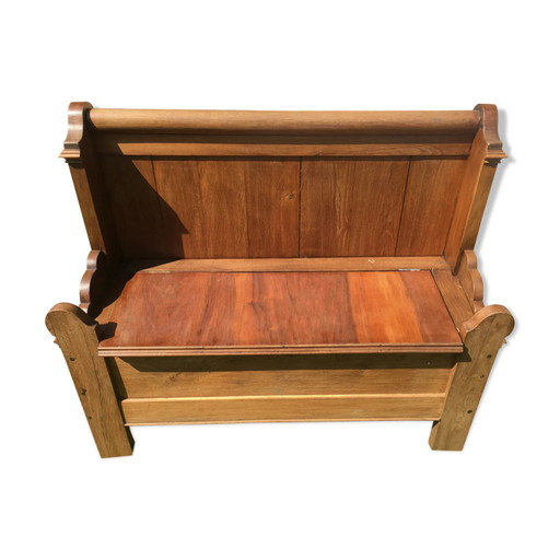 Banc coffre en chêne et cerisier