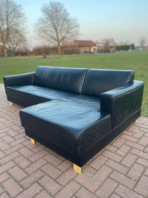 Montel Black Genuine Leather Corner Sofa