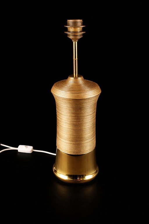 Lampada da tavolo vintage in ceramica italiana – Bitossi per Bergboms – color oro – Made in Italy (anni '60/'70)
