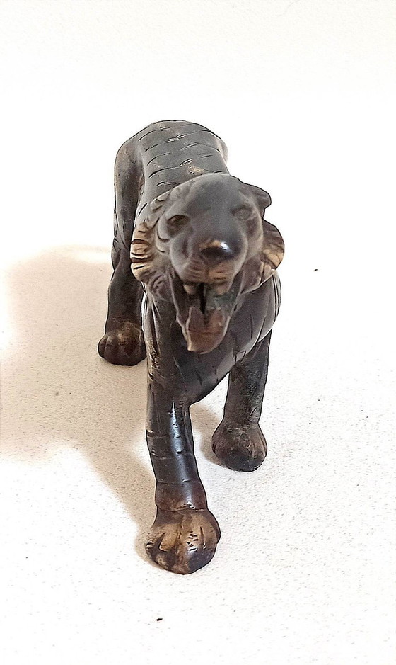 Image 1 of Fermacarte tigre in bronzo anni '50 Larghezza 22 cm