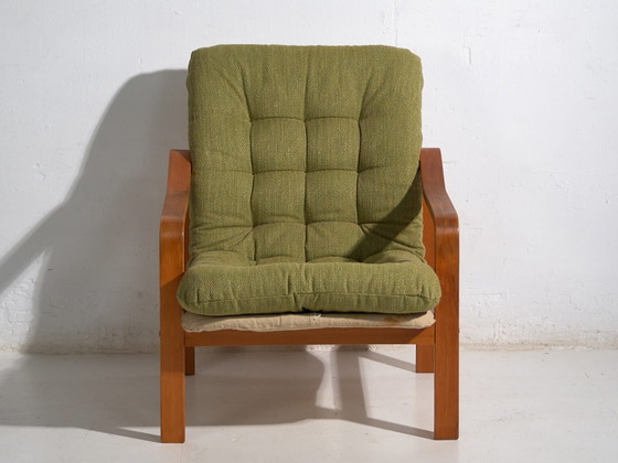 Olive green vintage armchair (c.1950) #80 – Canvas, Scandinavian (photo 30 of 40)