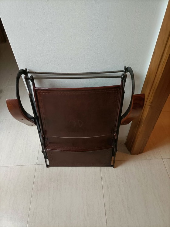Poltrona vintage in pelle. Stile safari/campagna. – Sedie pieghevoli, Leather, Iron (photo 4 of 8)