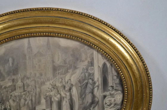 Early 19th Century French School "The Procession" Wash on Pencil Drawing – Paintings & Drawings, Paper (photo 5 of 11)