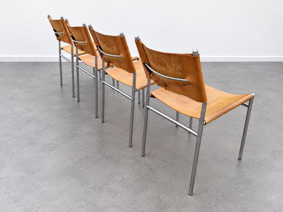 Martin Visser SE06 Dining chairs Set of 4 't Spectrum 1967 – Leather, Metal (photo 4 of 6)