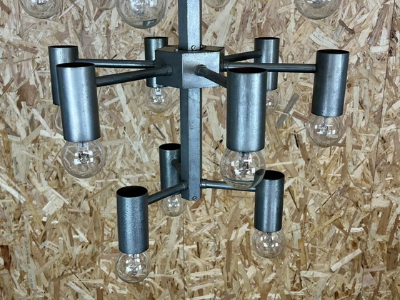 Image 1 of XL 60s 70s Kroonluchter Hanglamp Chroom & Metaal Ontwerp 60s 70s