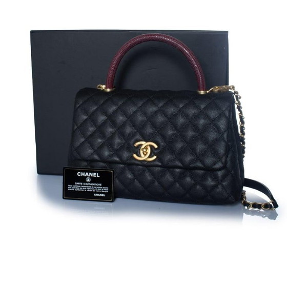 Image 1 of Chanel, coco top handle bag in black caviar leather