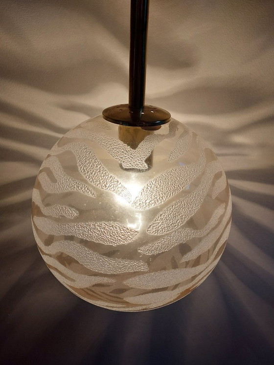 Image 1 of Lampada a sospensione vintage in vetro ottone Fischer Leuchten