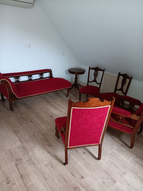 Antique Furniture Set From Approx. 1820-1840 – Benches, Textile (photo 3 of 5)