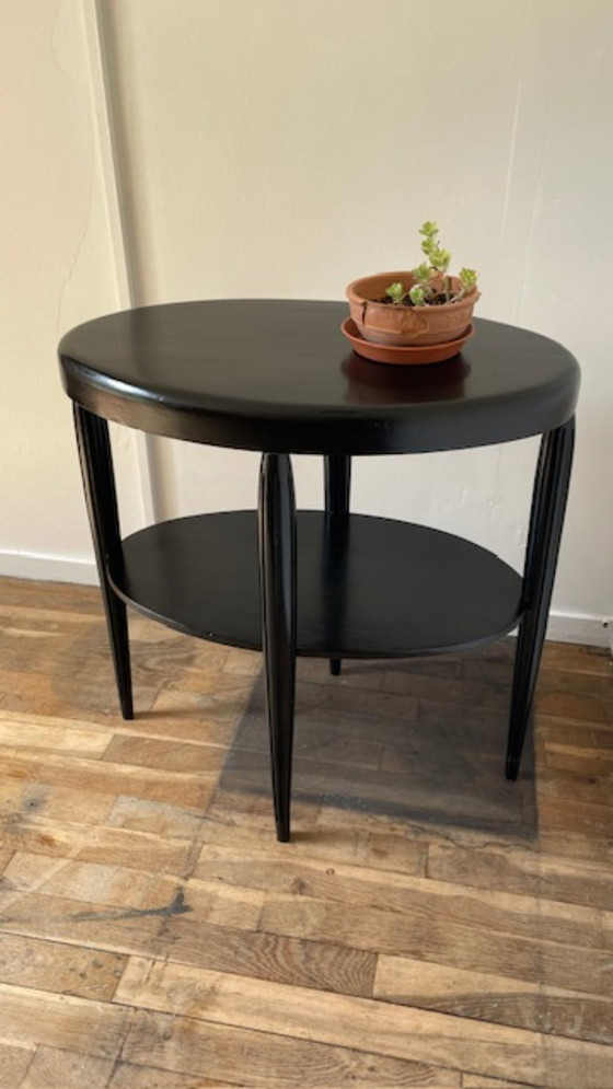 Image 1 of Art Deco Black Wood Console Table