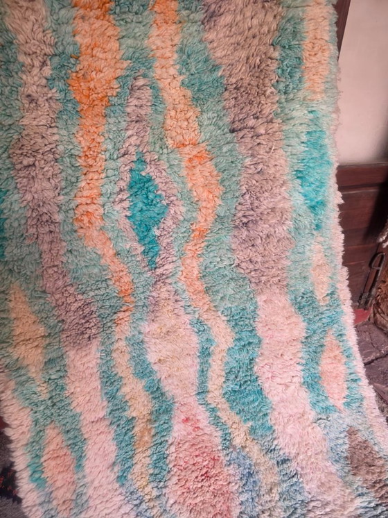 Image 1 of Tappeto marocchino verde e marrone chiaro 312 x 98 cm