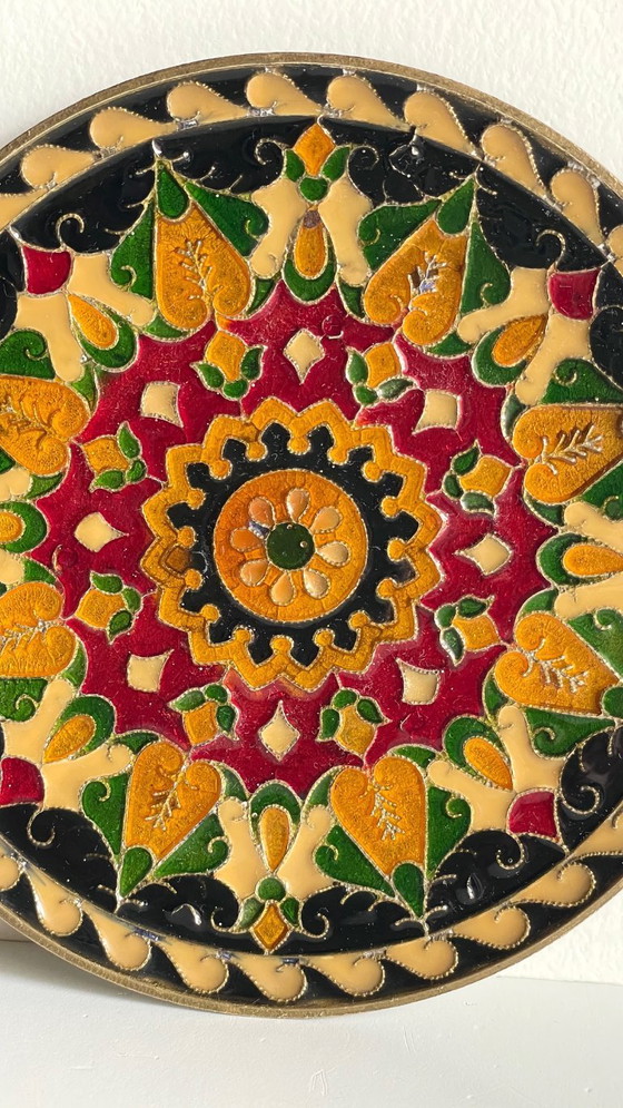 Image 1 of Vintage messing bord met vakjes