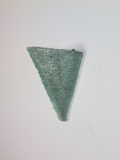 Pair of handmade French glass and metal wire wall lamps, shard decor