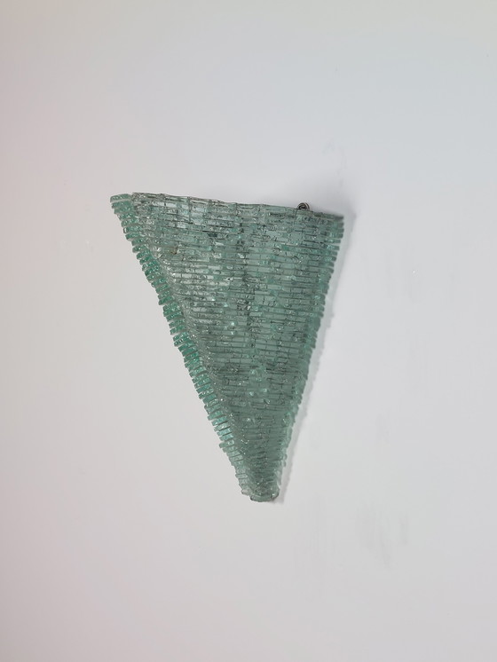 Image 1 of Pair of handmade French glass and metal wire wall lamps, shard decor